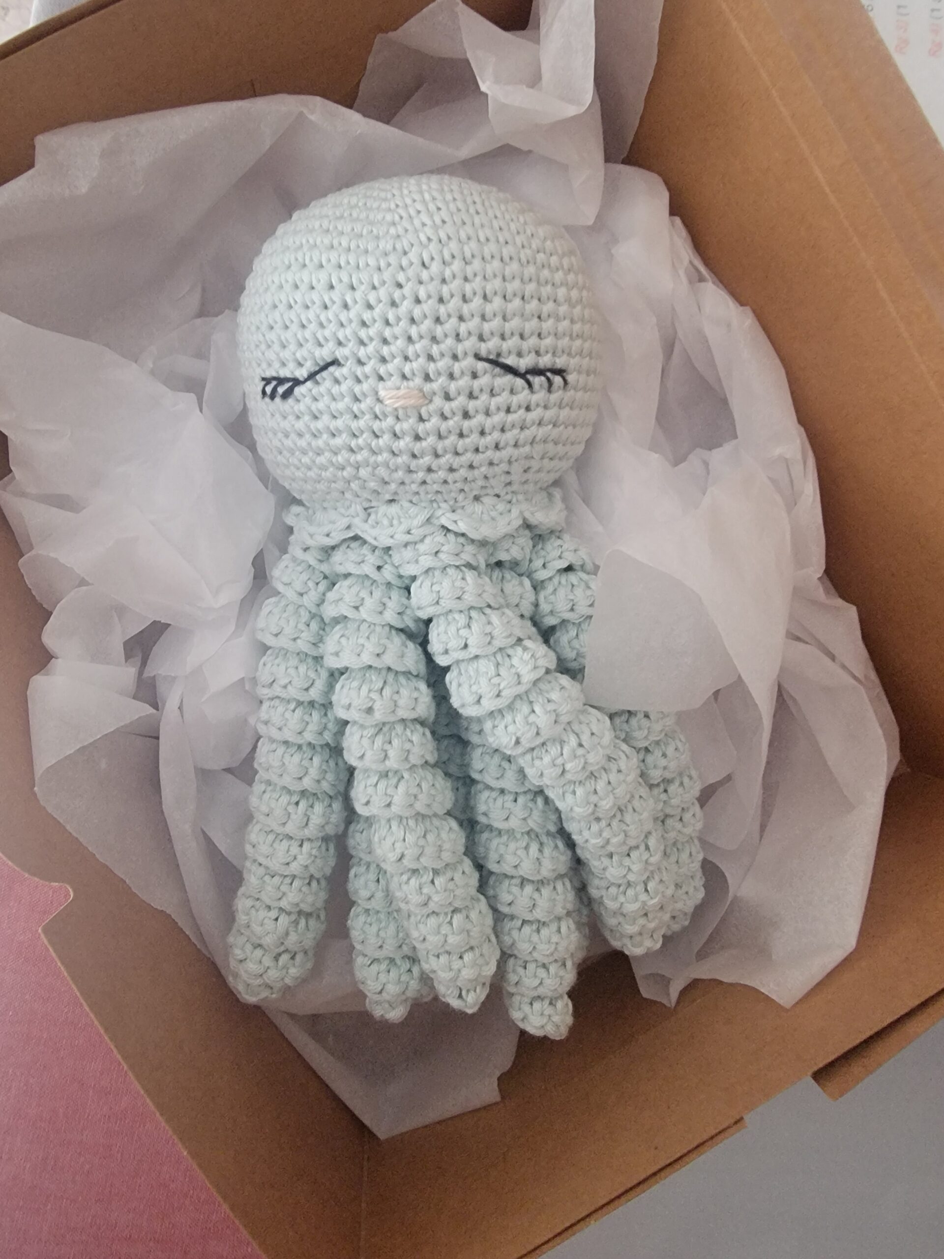 Doudou pieuvre bébé au crochet – Fait main en coton – Image 4