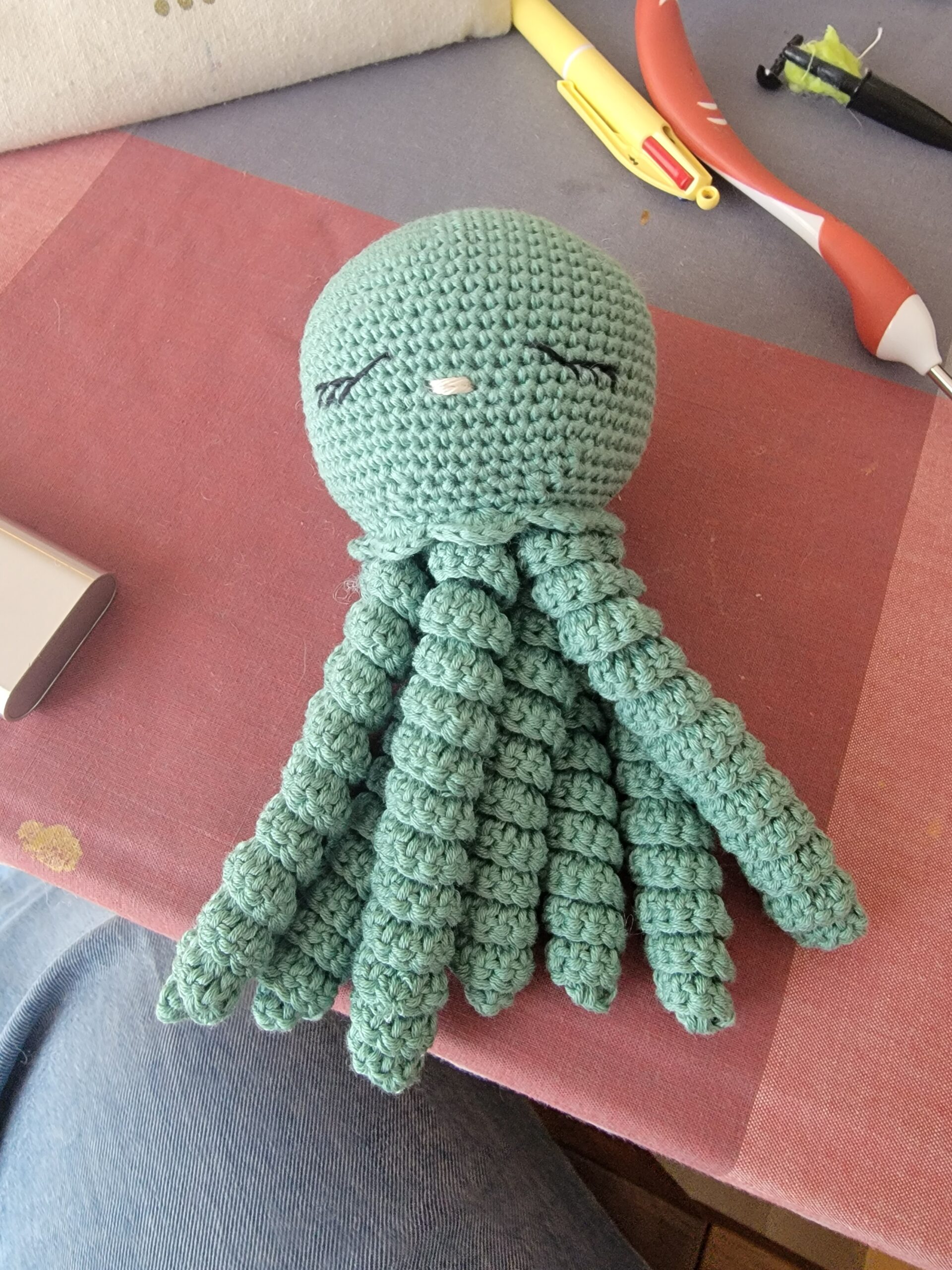 Doudou pieuvre bébé au crochet – Fait main en coton – Image 3