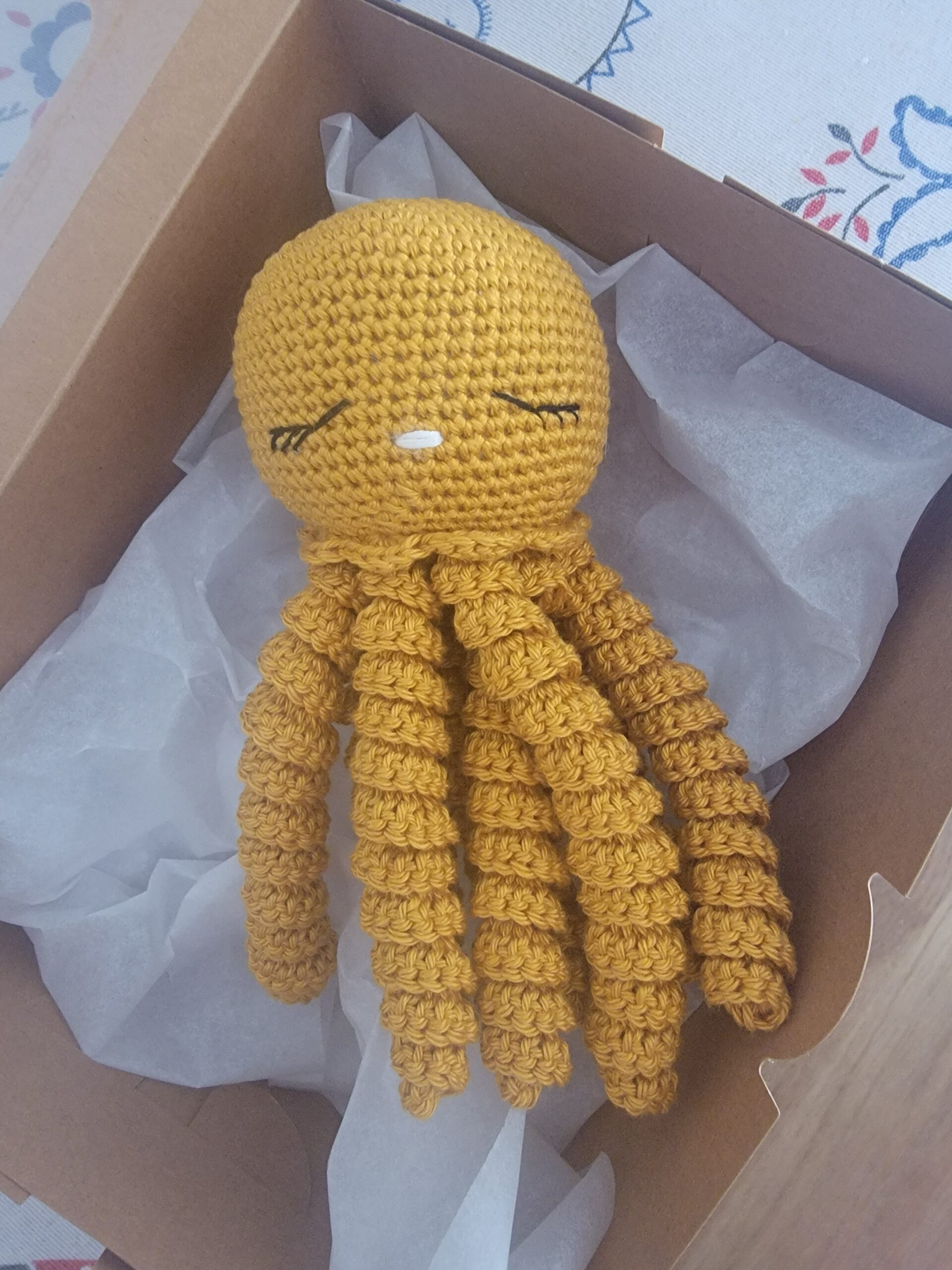 Doudou pieuvre bébé au crochet – Fait main en coton – Image 2