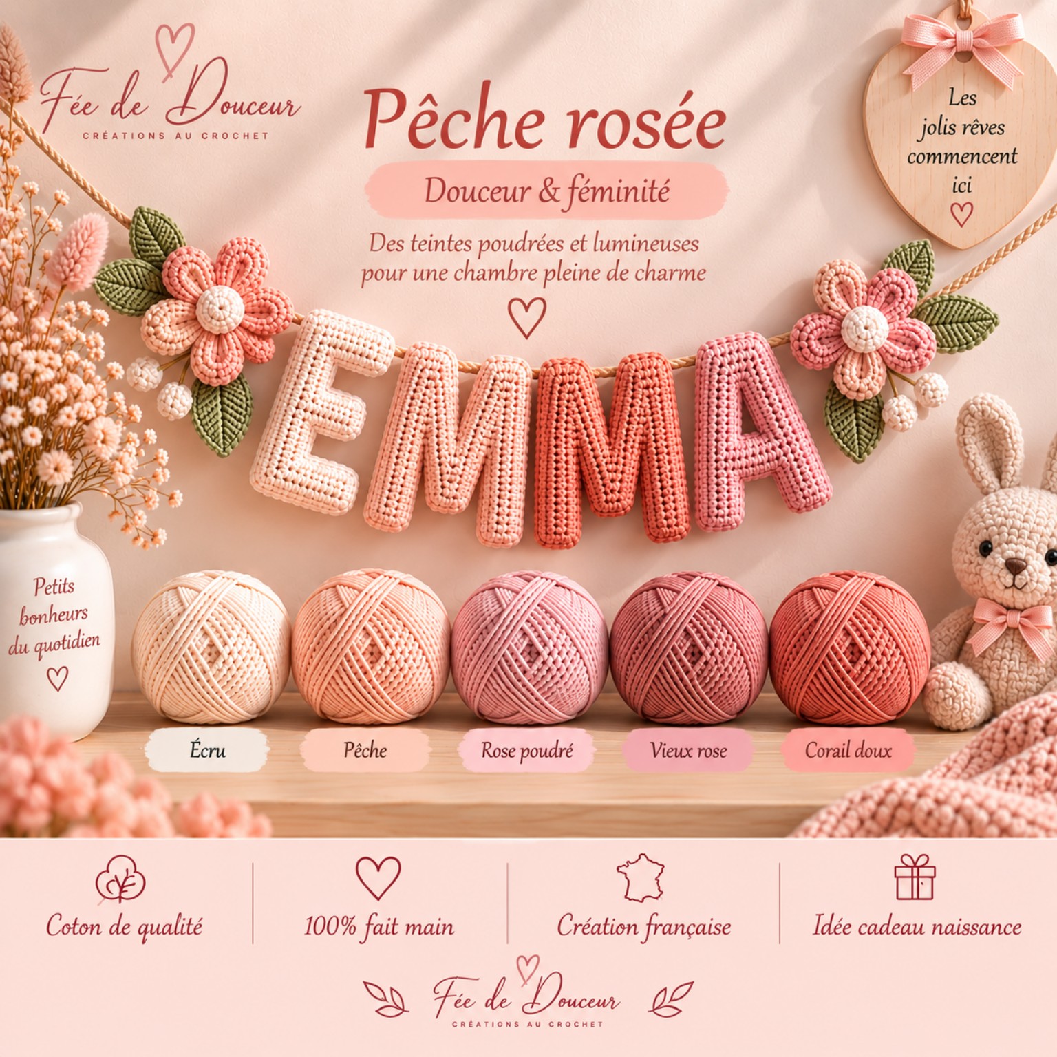 Lettres au crochet faites main personnalisables