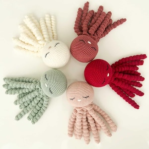 Doudou pieuvre bébé au crochet fait main en coton